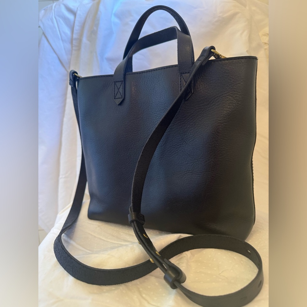 Madewell Black Leather Transport Crossbody Tote